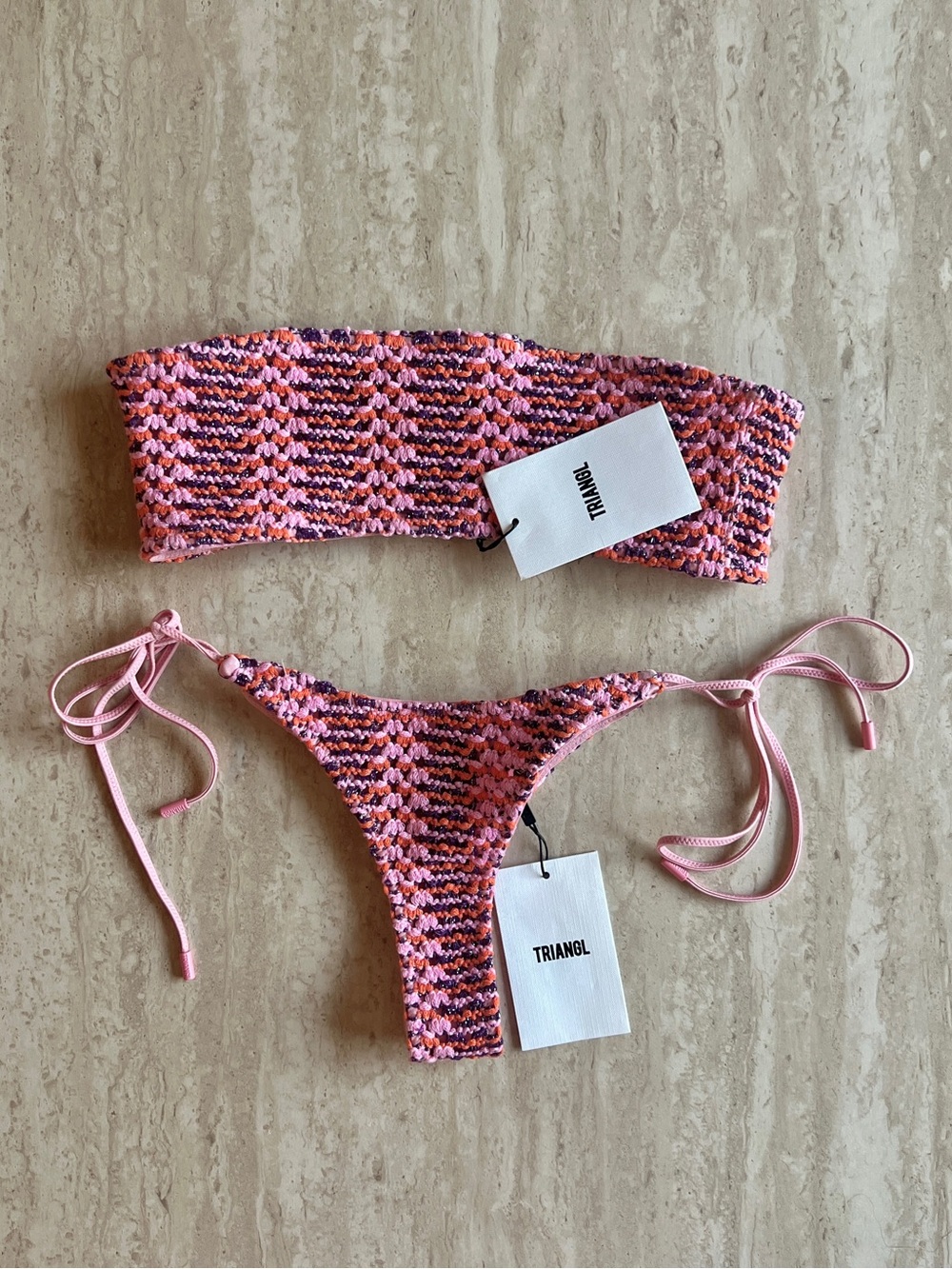Triangl Pink Crochet Bikini